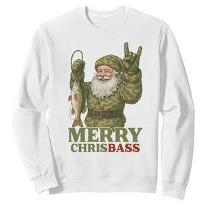 Funny Santa Camo Fishing Sweatshirt Merry Chrisbass TS14 White Print Your Wear
