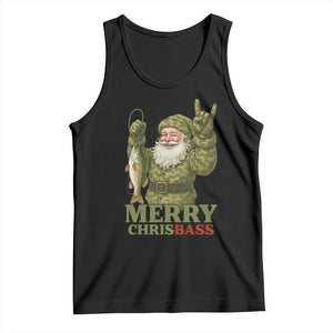 Funny Santa Camo Fishing Tank Top Merry Chrisbass TS14 Black Print Your Wear