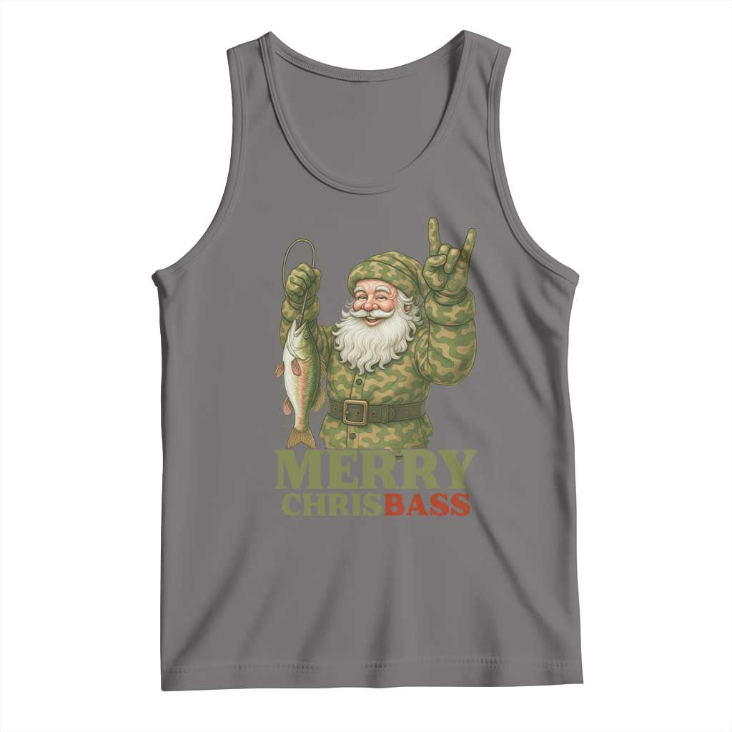 Funny Santa Camo Fishing Tank Top Merry Chrisbass TS14 Deep Heather Print Your Wear