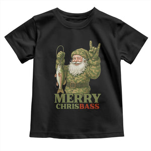 Funny Santa Camo Fishing Toddler T Shirt Merry Chrisbass TS14 Black Print Your Wear