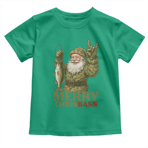 Funny Santa Camo Fishing Toddler T Shirt Merry Chrisbass TS14 Irish Green Print Your Wear