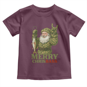 Funny Santa Camo Fishing Toddler T Shirt Merry Chrisbass TS14 Maroon Print Your Wear