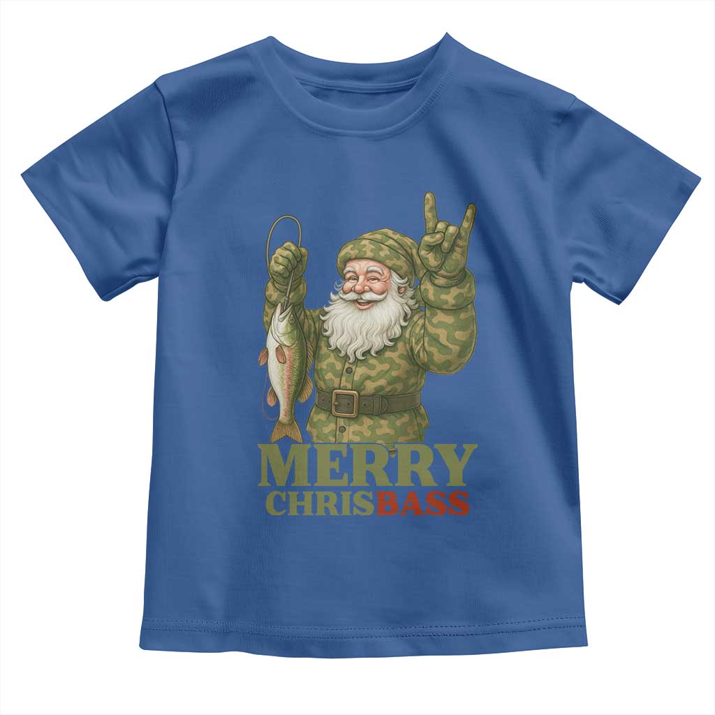 Funny Santa Camo Fishing Toddler T Shirt Merry Chrisbass TS14 Royal Blue Print Your Wear