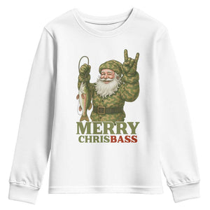 Funny Santa Camo Fishing Youth Sweatshirt Merry Chrisbass TS14 White Print Your Wear