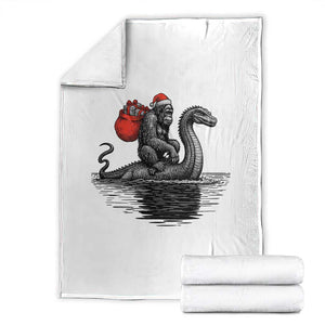 Funny Bigfoot Christmas Throw Blanket Sasquatch Loch Ness Cryptid Xmas TS14 White Print Your Wear