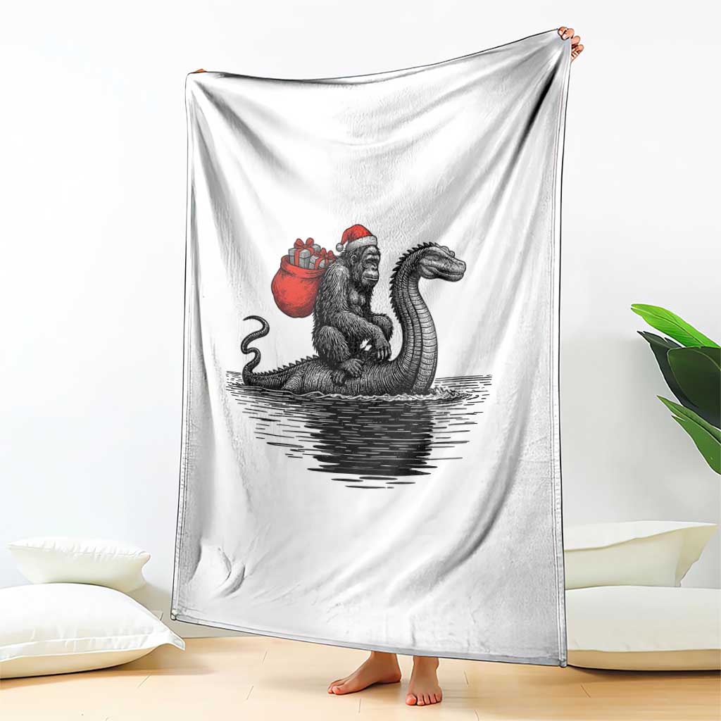Funny Bigfoot Christmas Throw Blanket Sasquatch Loch Ness Cryptid Xmas TS14 Print Your Wear