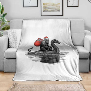 Funny Bigfoot Christmas Throw Blanket Sasquatch Loch Ness Cryptid Xmas TS14 Print Your Wear