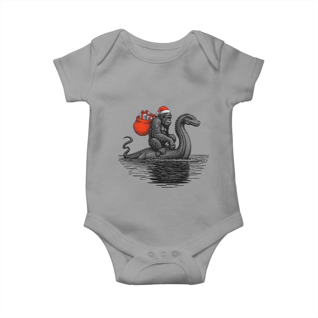 Funny Bigfoot Christmas Baby Onesie Sasquatch Loch Ness Cryptid Xmas TS14 Sport Gray Print Your Wear