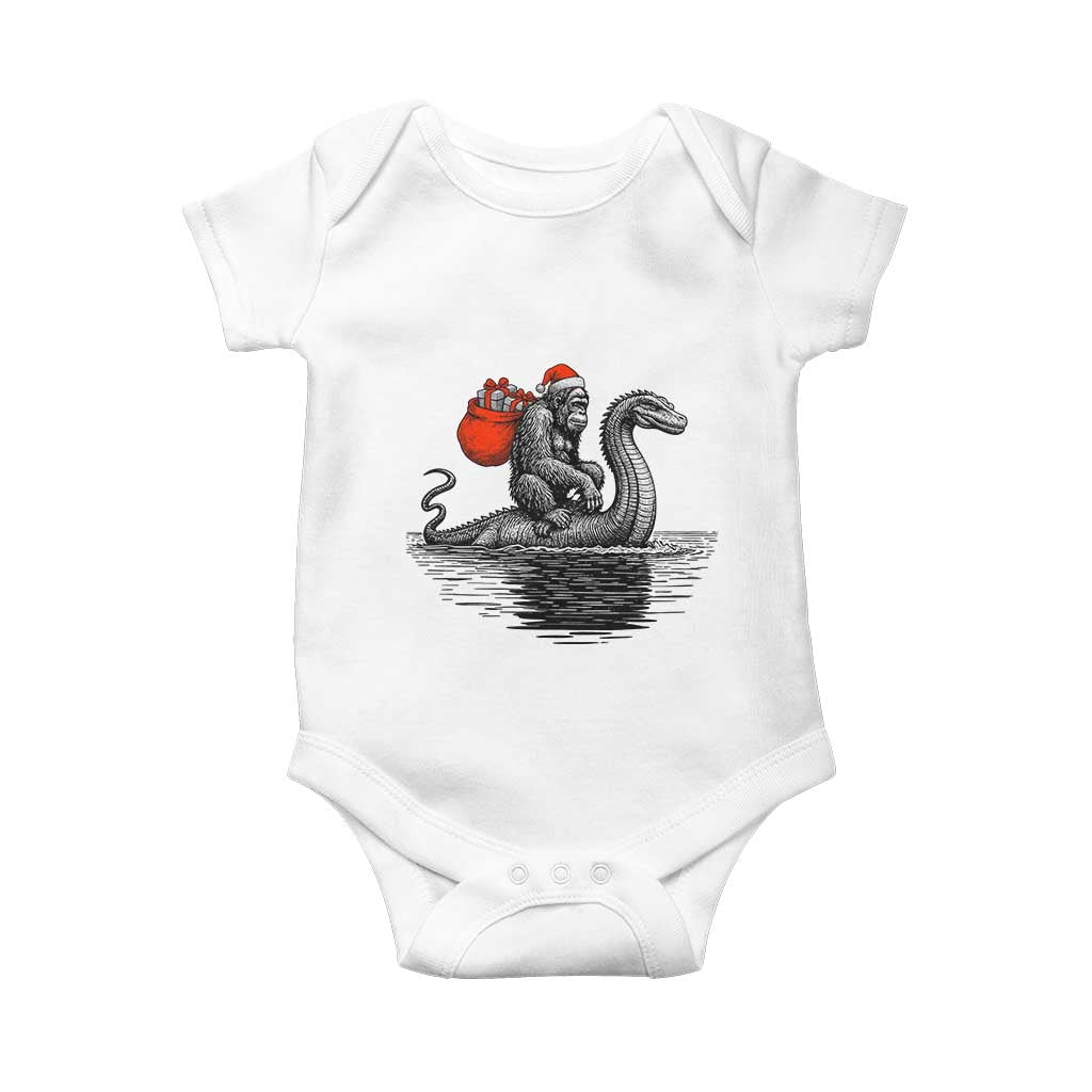 Funny Bigfoot Christmas Baby Onesie Sasquatch Loch Ness Cryptid Xmas TS14 White Print Your Wear