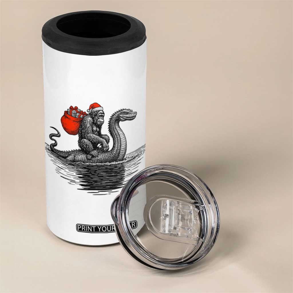 Funny Bigfoot Christmas 4 in 1 Can Cooler Tumbler Sasquatch Loch Ness Cryptid Xmas TS14 Print Your Wear