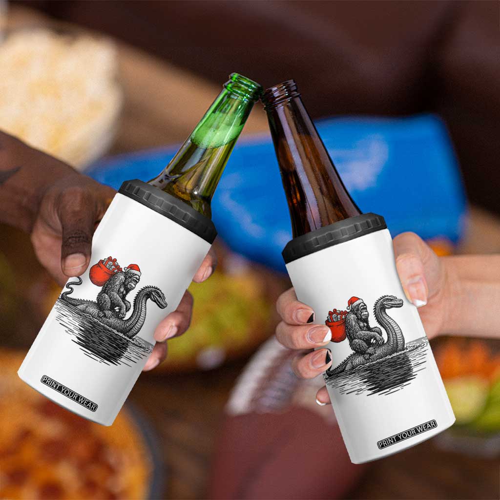 Funny Bigfoot Christmas 4 in 1 Can Cooler Tumbler Sasquatch Loch Ness Cryptid Xmas TS14 Print Your Wear