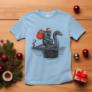 Funny Bigfoot Christmas T Shirt Sasquatch Loch Ness Cryptid Xmas TS14 Light Blue Print Your Wear