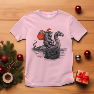Funny Bigfoot Christmas T Shirt Sasquatch Loch Ness Cryptid Xmas TS14 Light Pink Print Your Wear