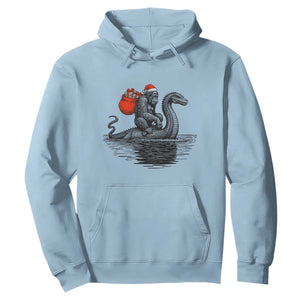 Funny Bigfoot Christmas Hoodie Sasquatch Loch Ness Cryptid Xmas TS14 Light Blue Print Your Wear