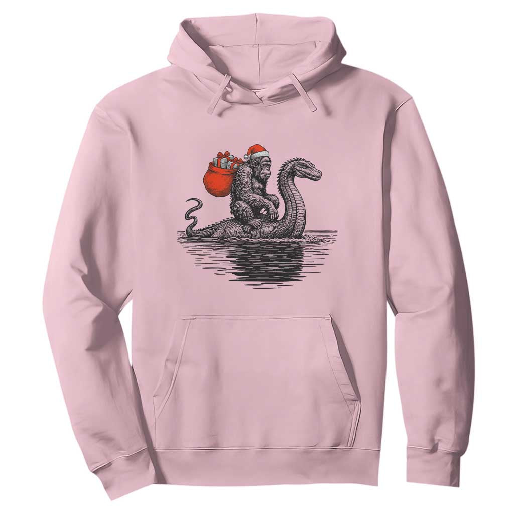 Funny Bigfoot Christmas Hoodie Sasquatch Loch Ness Cryptid Xmas TS14 Light Pink Print Your Wear
