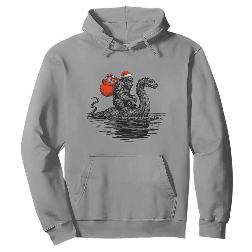 Funny Bigfoot Christmas Hoodie Sasquatch Loch Ness Cryptid Xmas TS14 Sport Gray Print Your Wear