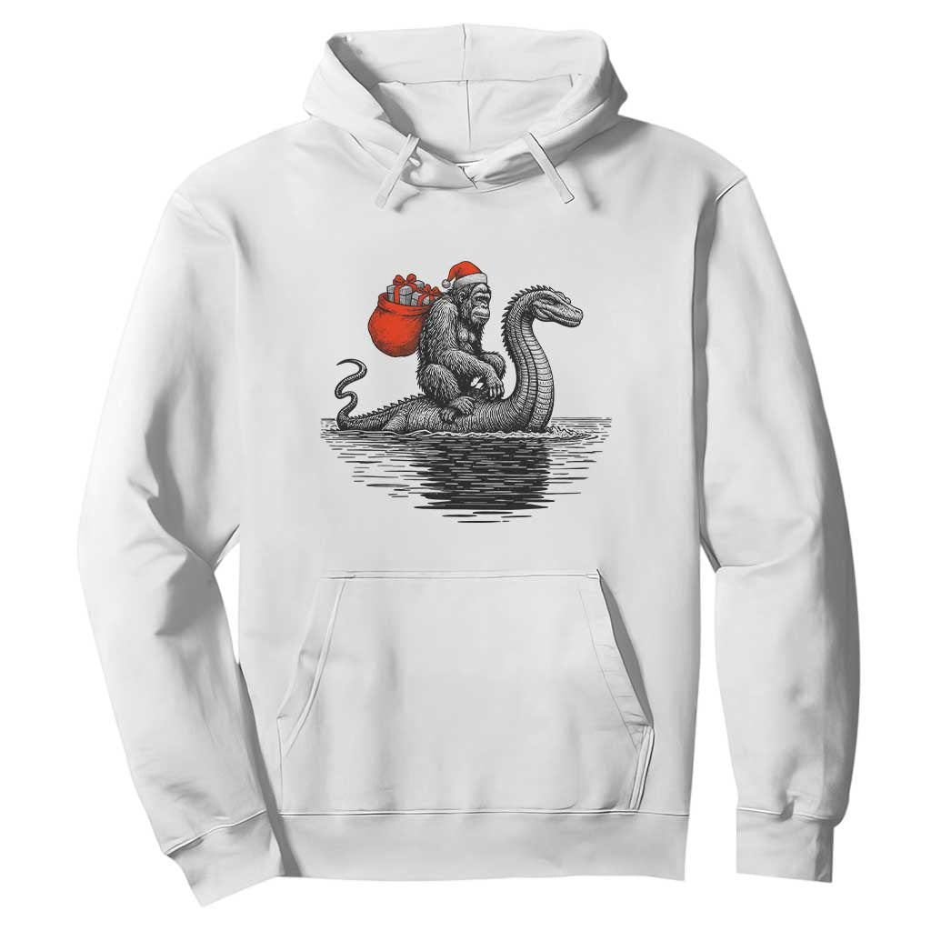 Funny Bigfoot Christmas Hoodie Sasquatch Loch Ness Cryptid Xmas TS14 White Print Your Wear