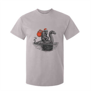 Funny Bigfoot Christmas T Shirt For Kid Sasquatch Loch Ness Cryptid Xmas TS14 Ice Gray Print Your Wear
