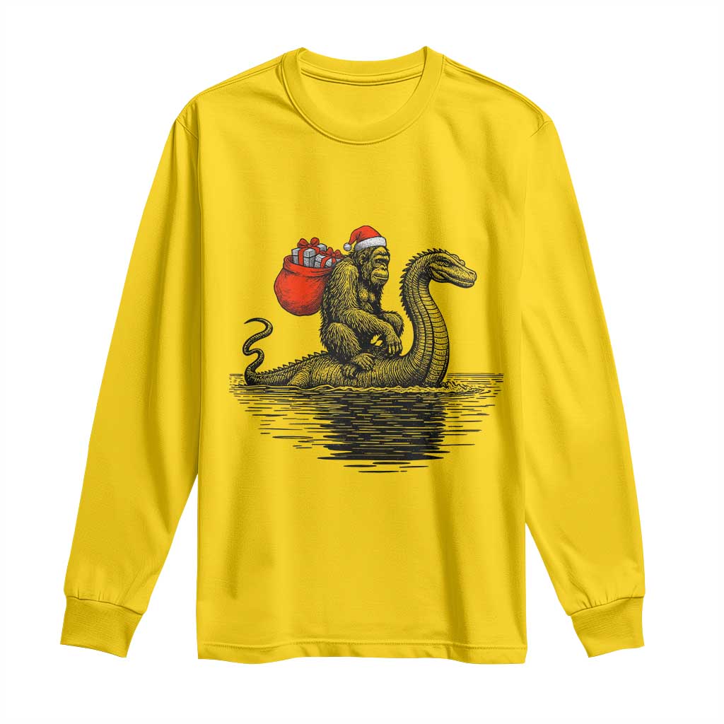 Funny Bigfoot Christmas Long Sleeve Shirt Sasquatch Loch Ness Cryptid Xmas TS14 Daisy Print Your Wear
