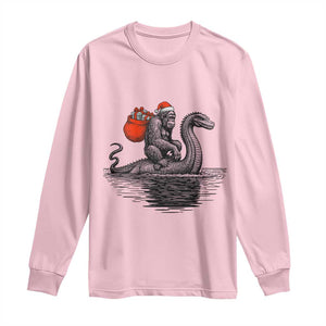 Funny Bigfoot Christmas Long Sleeve Shirt Sasquatch Loch Ness Cryptid Xmas TS14 Light Pink Print Your Wear