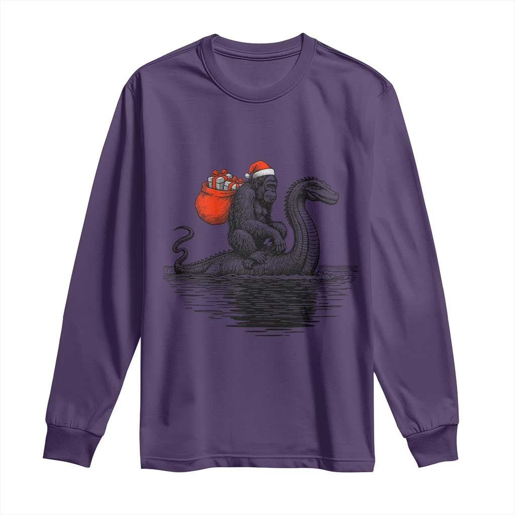 Funny Bigfoot Christmas Long Sleeve Shirt Sasquatch Loch Ness Cryptid Xmas TS14 Purple Print Your Wear