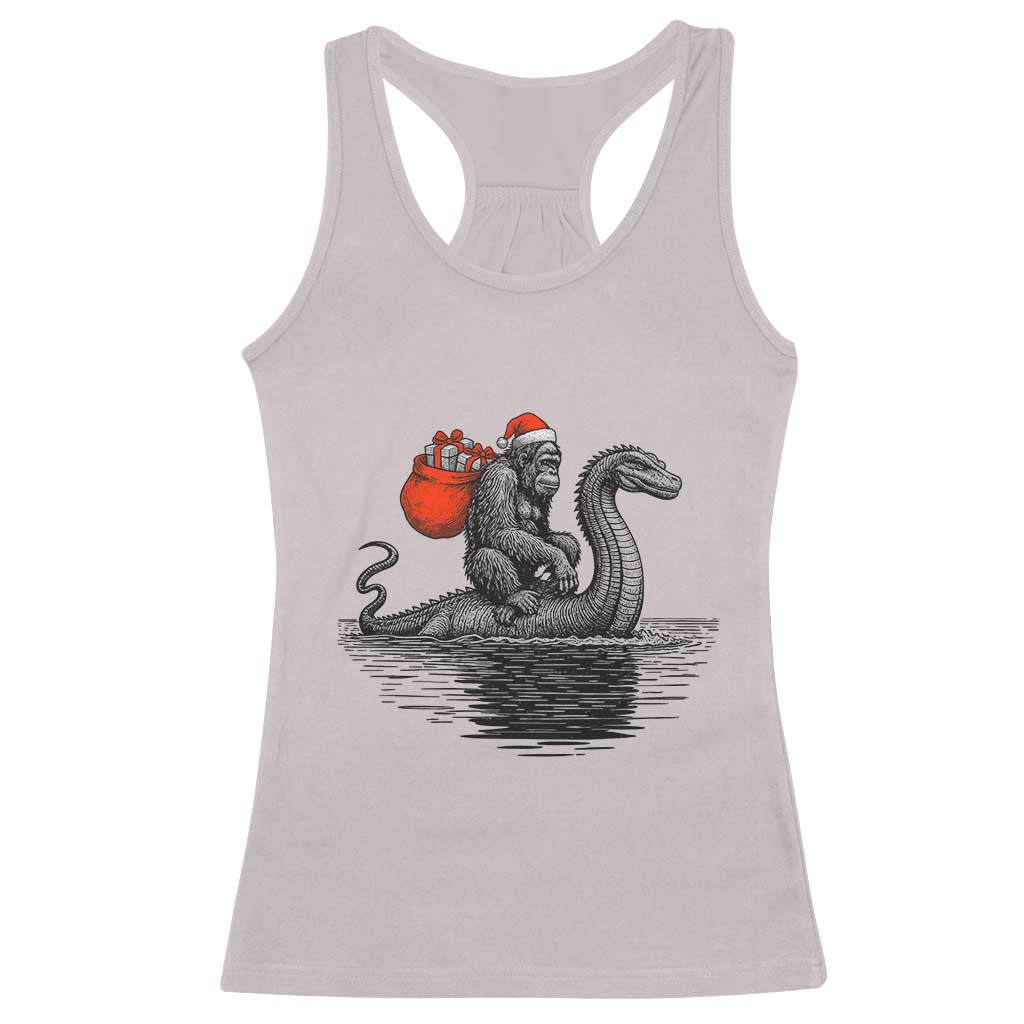 Funny Bigfoot Christmas Racerback Tank Top Sasquatch Loch Ness Cryptid Xmas TS14 Ice Gray Print Your Wear
