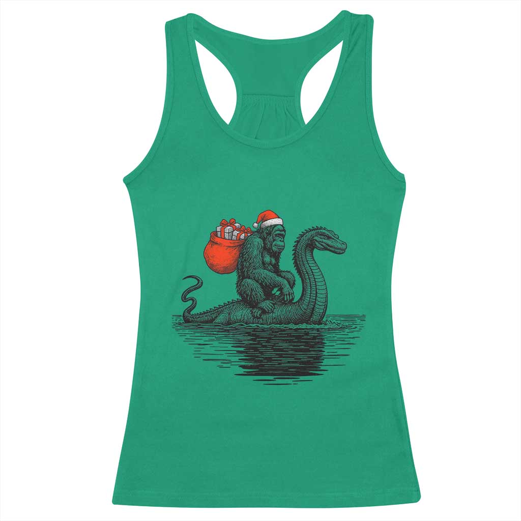 Funny Bigfoot Christmas Racerback Tank Top Sasquatch Loch Ness Cryptid Xmas TS14 Irish Green Print Your Wear