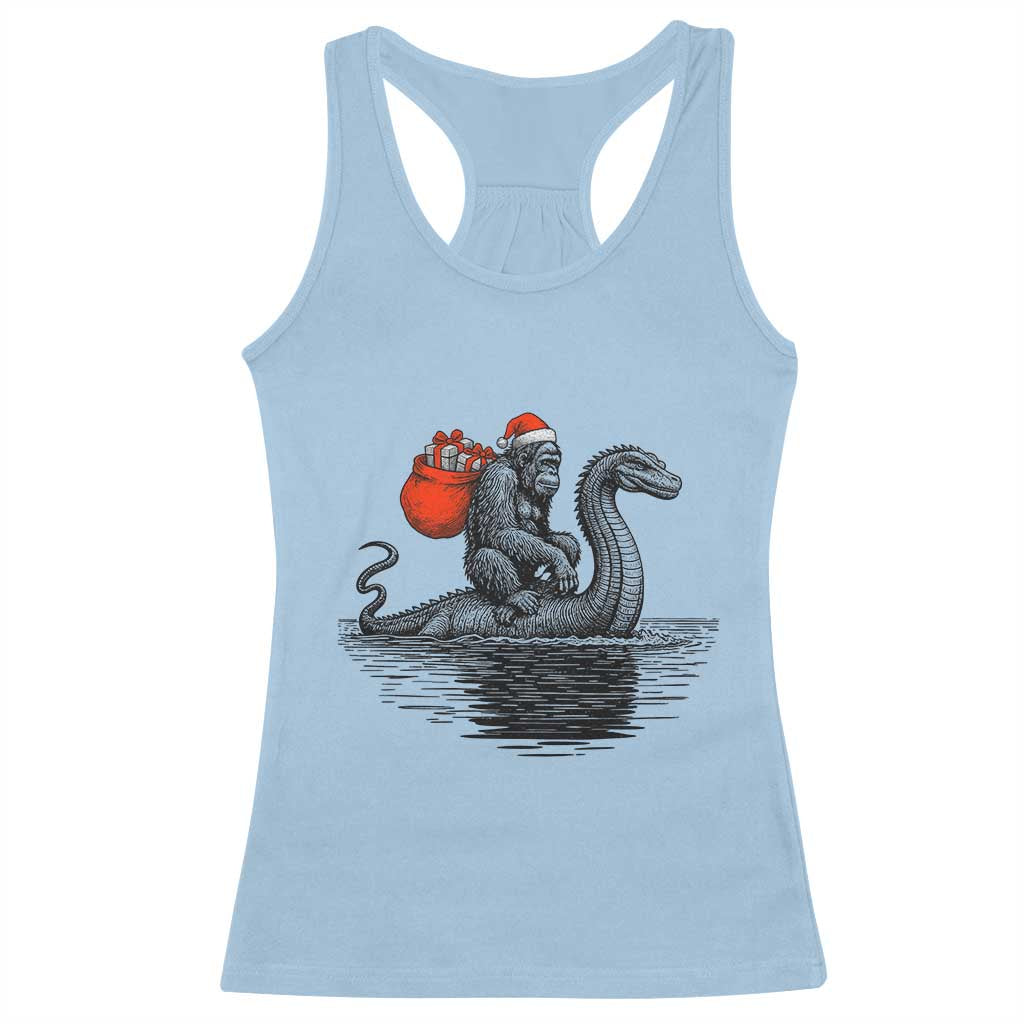Funny Bigfoot Christmas Racerback Tank Top Sasquatch Loch Ness Cryptid Xmas TS14 Light Blue Print Your Wear