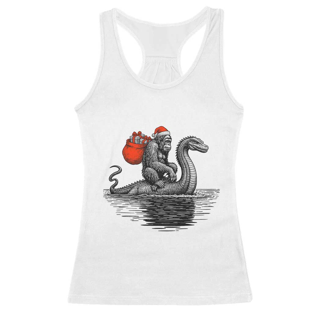 Funny Bigfoot Christmas Racerback Tank Top Sasquatch Loch Ness Cryptid Xmas TS14 White Print Your Wear