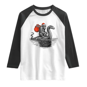 Funny Bigfoot Christmas Raglan Shirt Sasquatch Loch Ness Cryptid Xmas TS14 White Black Print Your Wear