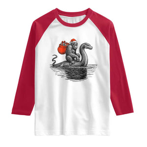 Funny Bigfoot Christmas Raglan Shirt Sasquatch Loch Ness Cryptid Xmas TS14 White Red Print Your Wear