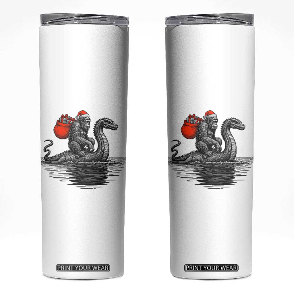 Funny Bigfoot Christmas Skinny Tumbler Sasquatch Loch Ness Cryptid Xmas TS14 White Print Your Wear