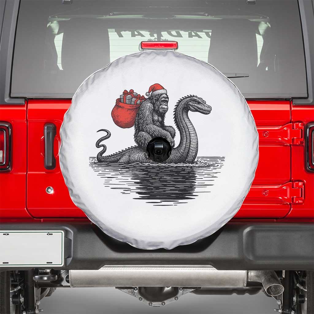 Funny Bigfoot Christmas Spare Tire Cover Sasquatch Loch Ness Cryptid Xmas TS14 White Print Your Wear