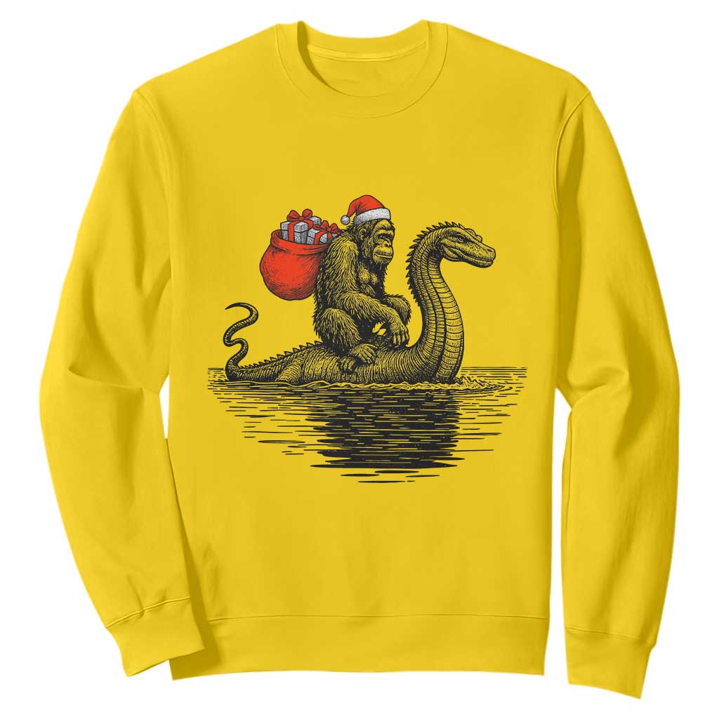 Funny Bigfoot Christmas Sweatshirt Sasquatch Loch Ness Cryptid Xmas TS14 Daisy Print Your Wear