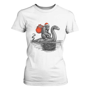 Funny Bigfoot Christmas T Shirt For Women Sasquatch Loch Ness Cryptid Xmas TS14 White Print Your Wear