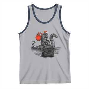 Funny Bigfoot Christmas Tank Top Sasquatch Loch Ness Cryptid Xmas TS14 Athletic Heather Navy Print Your Wear