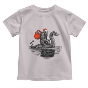 Funny Bigfoot Christmas Toddler T Shirt Sasquatch Loch Ness Cryptid Xmas TS14 Ice Gray Print Your Wear