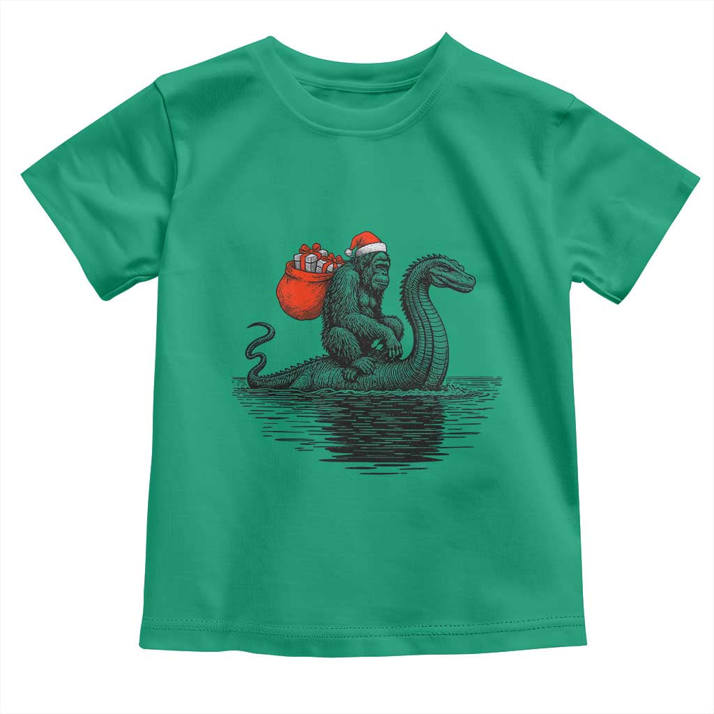Funny Bigfoot Christmas Toddler T Shirt Sasquatch Loch Ness Cryptid Xmas TS14 Irish Green Print Your Wear