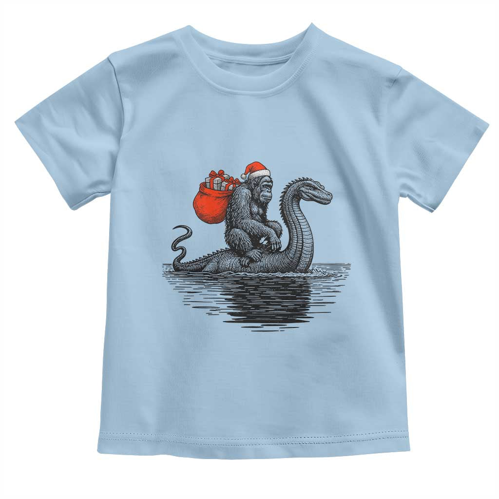 Funny Bigfoot Christmas Toddler T Shirt Sasquatch Loch Ness Cryptid Xmas TS14 Light Blue Print Your Wear