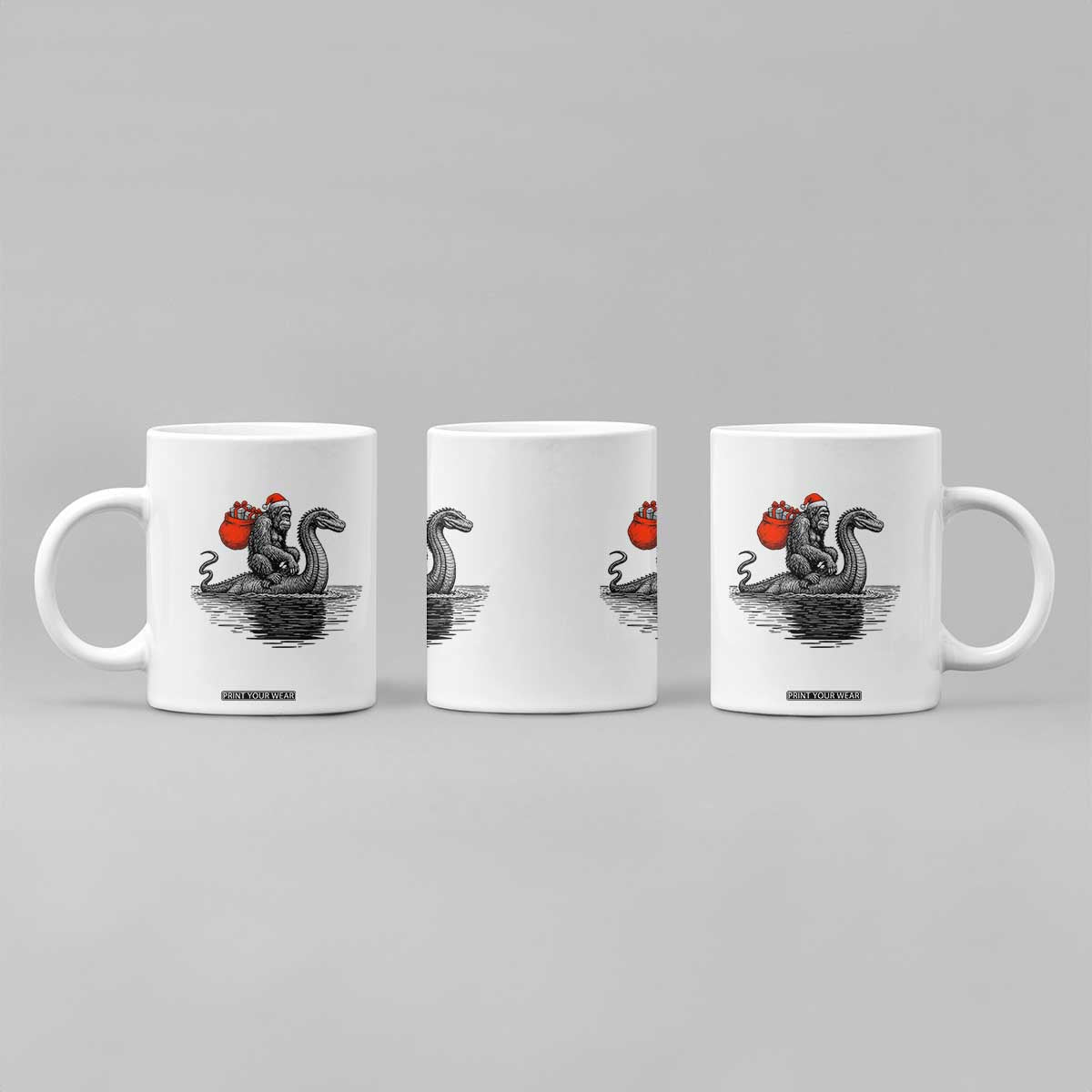 Funny Bigfoot Christmas Coffee Mug Sasquatch Loch Ness Cryptid Xmas TS14 Print Your Wear