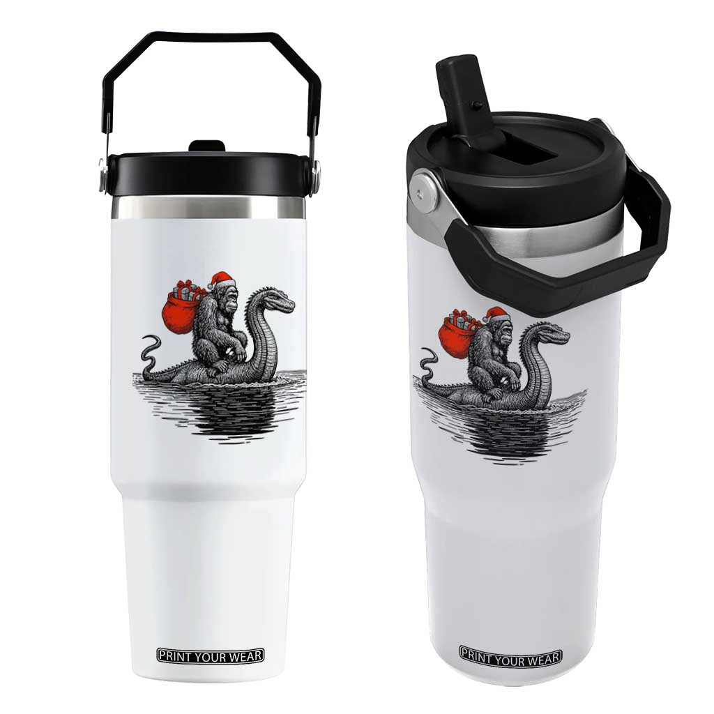 Funny Bigfoot Christmas Flip Straw Tumbler Sasquatch Loch Ness Cryptid Xmas TS14 One Size: 30 oz White Print Your Wear