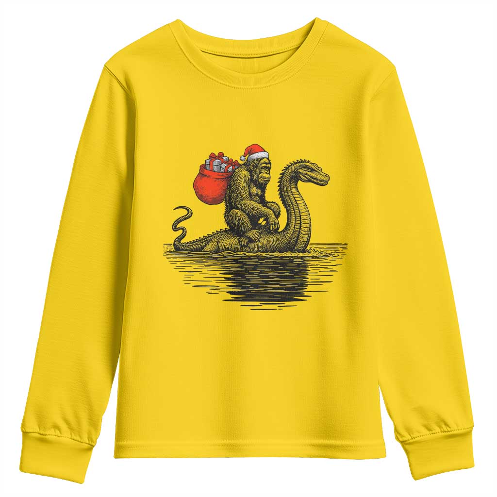 Funny Bigfoot Christmas Youth Sweatshirt Sasquatch Loch Ness Cryptid Xmas TS14 Daisy Print Your Wear
