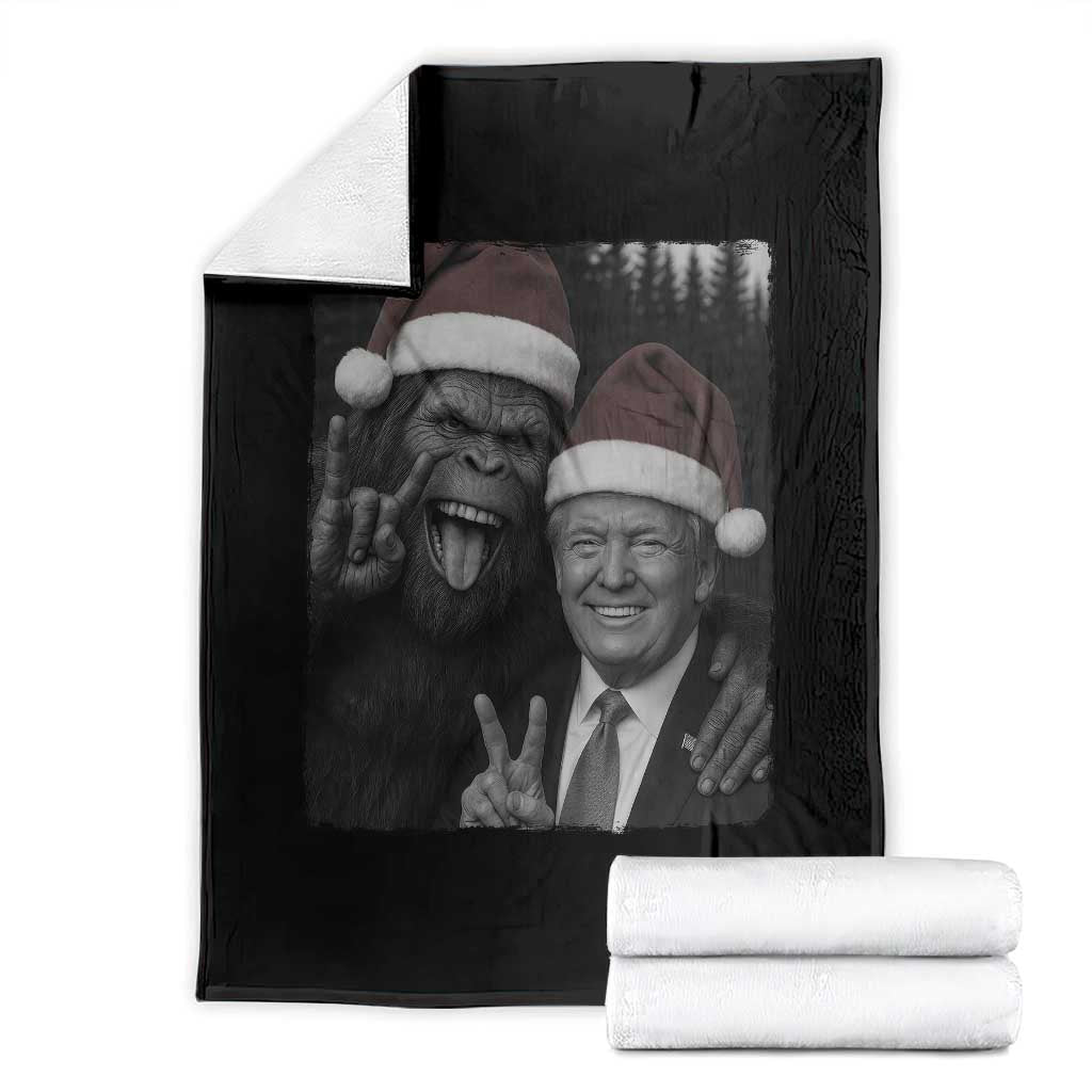 Funny Bigfoot Selfie Christmas Throw Blanket Sasquatch Trump Meme TS14 Black Print Your Wear