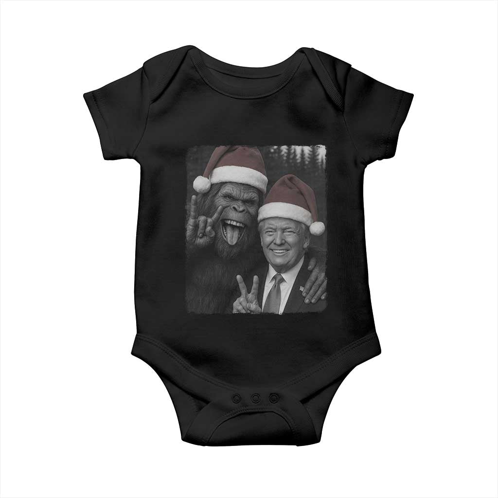 Funny Bigfoot Selfie Christmas Baby Onesie Sasquatch Trump Meme TS14 Black Print Your Wear