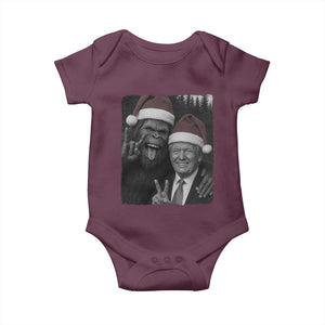Funny Bigfoot Selfie Christmas Baby Onesie Sasquatch Trump Meme TS14 Maroon Print Your Wear