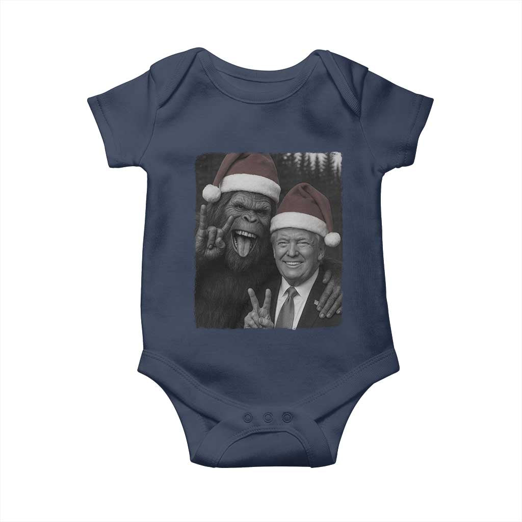 Funny Bigfoot Selfie Christmas Baby Onesie Sasquatch Trump Meme TS14 Navy Print Your Wear