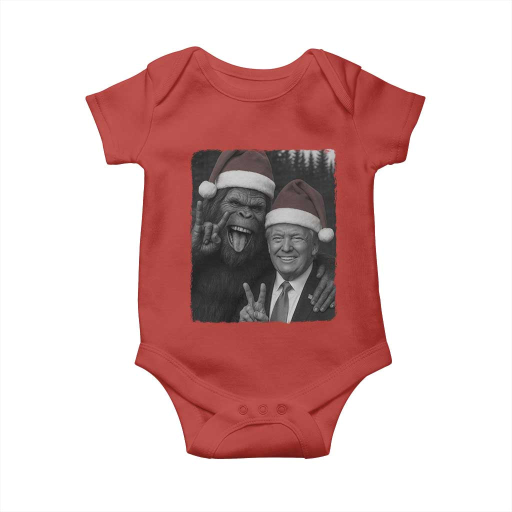 Funny Bigfoot Selfie Christmas Baby Onesie Sasquatch Trump Meme TS14 Red Print Your Wear
