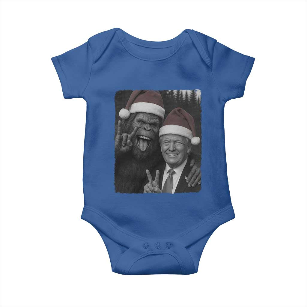 Funny Bigfoot Selfie Christmas Baby Onesie Sasquatch Trump Meme TS14 Royal Blue Print Your Wear