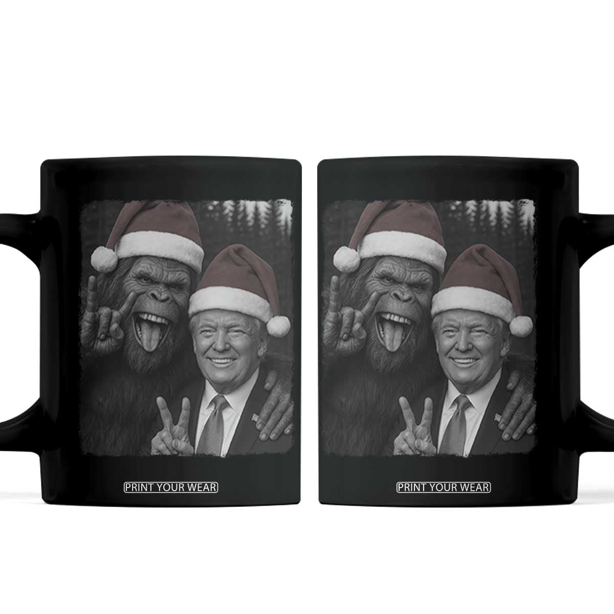 Funny Bigfoot Selfie Christmas Coffee Mug Sasquatch Trump Meme TS14 Black Print Your Wear