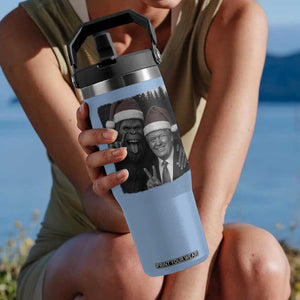 Funny Bigfoot Selfie Christmas Flip Straw Tumbler Sasquatch Trump Meme TS14 One Size: 30 oz Light Blue Print Your Wear